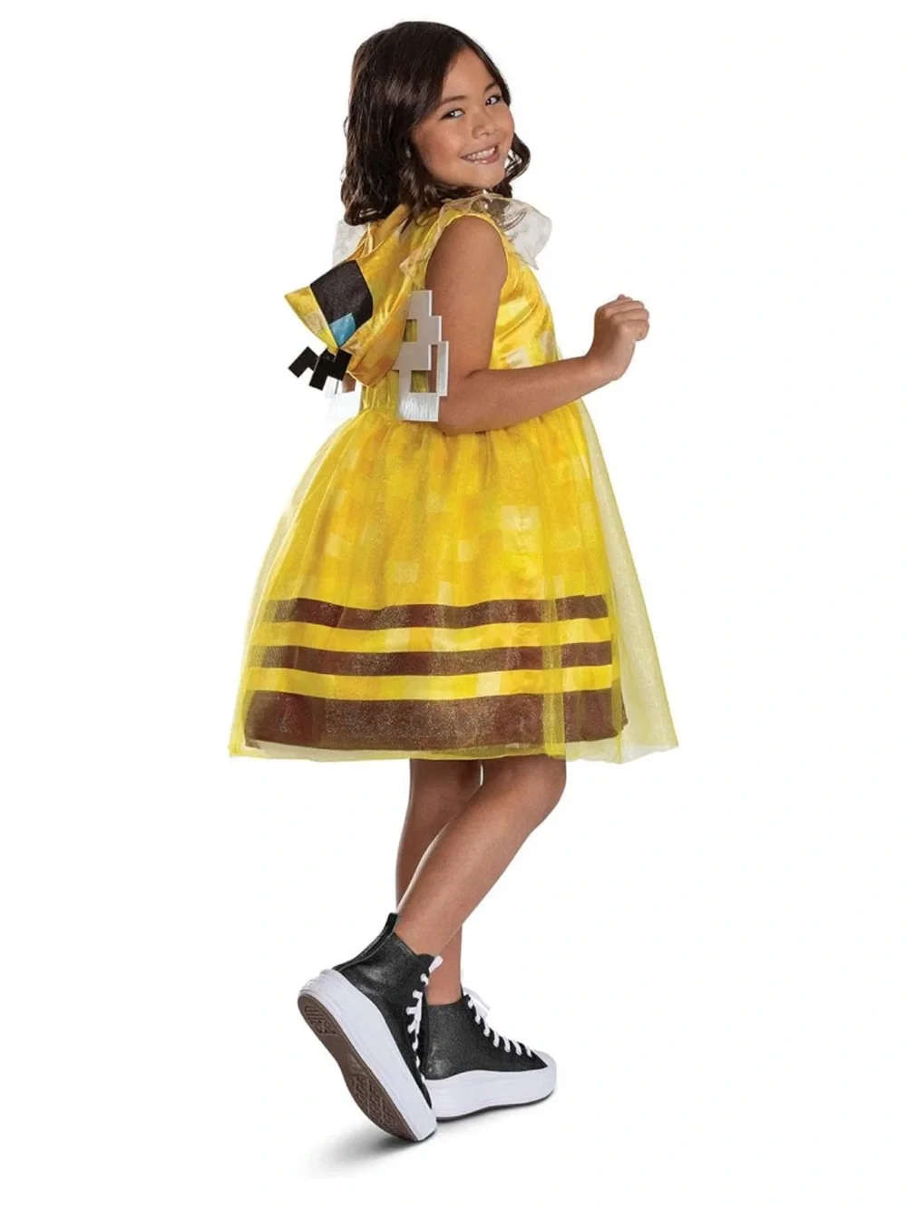 Minecraft Official Kids Yellow Bee Dress Costume with Hood and Wings